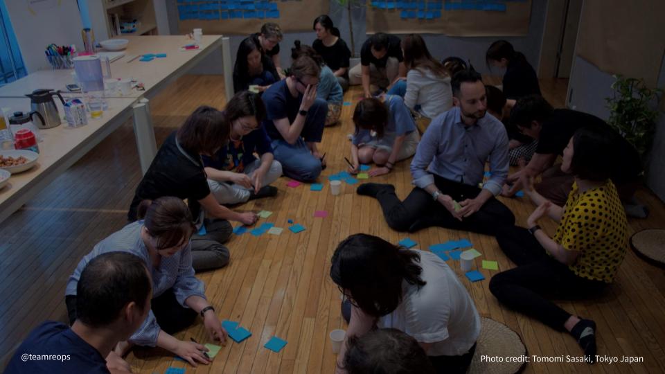 A group of people sitting on the floor at a workshop